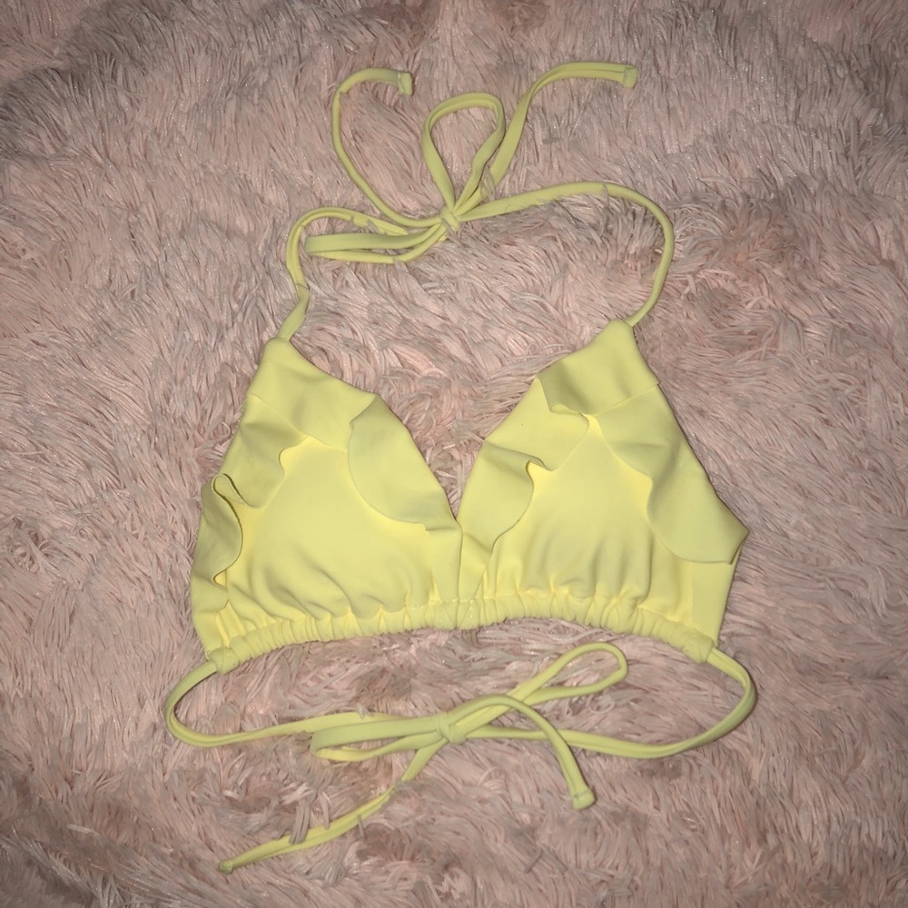 Ruffled Yellow Bikini Top